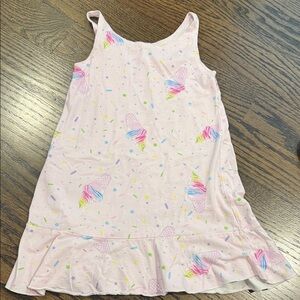 Pink Ice Cream Print Kids Casual Dress